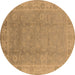 Round Oriental Brown Industrial Rug, urb915brn