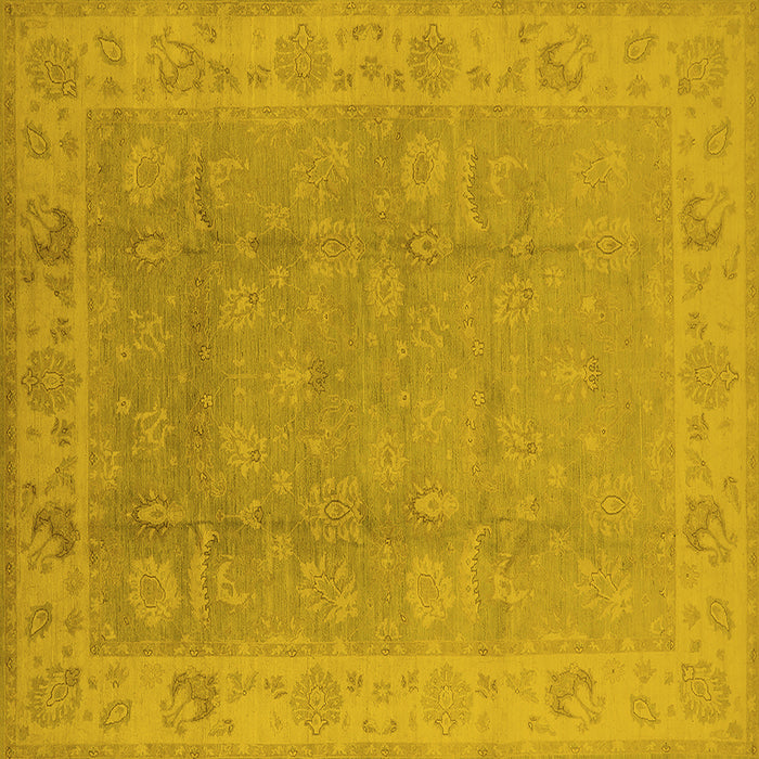 Square Machine Washable Oriental Yellow Industrial Rug, wshurb915yw