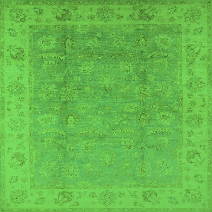 Square Machine Washable Oriental Green Industrial Area Rugs, wshurb915grn
