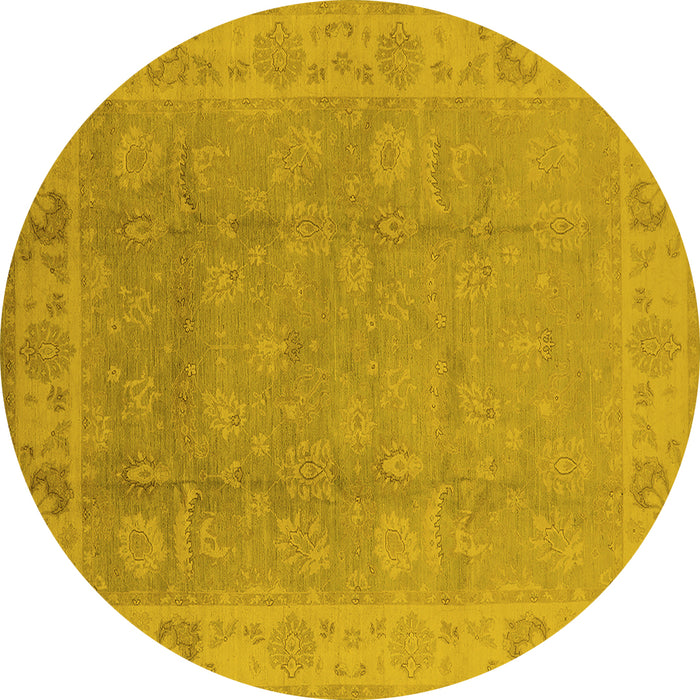 Round Oriental Yellow Industrial Rug, urb915yw