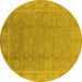 Round Oriental Yellow Industrial Rug, urb915yw