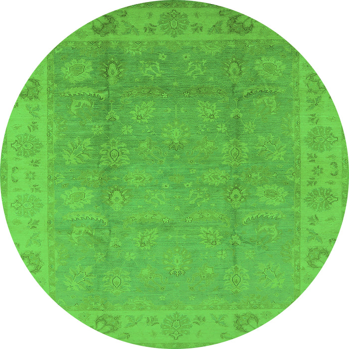 Round Oriental Green Industrial Rug, urb915grn