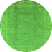 Round Oriental Green Industrial Rug, urb915grn