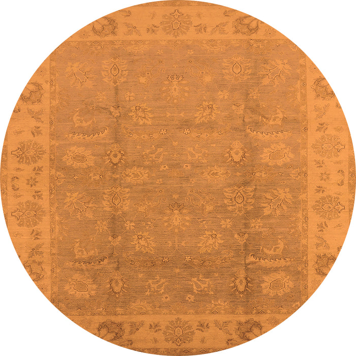 Round Machine Washable Oriental Orange Industrial Area Rugs, wshurb915org