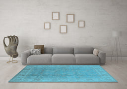 Machine Washable Oriental Light Blue Industrial Rug in a Living Room, wshurb915lblu