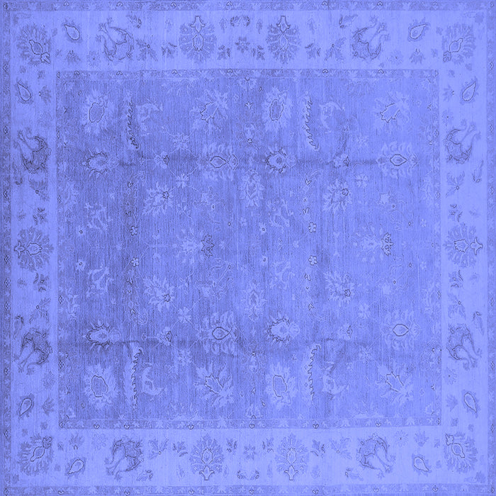 Square Machine Washable Oriental Blue Industrial Rug, wshurb915blu