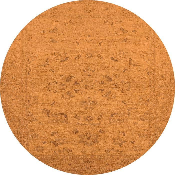 Round Oriental Orange Traditional Rug, urb916org