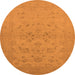 Round Oriental Orange Traditional Rug, urb916org