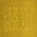 Square Machine Washable Oriental Yellow Traditional Rug, wshurb916yw