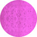 Round Oriental Pink Traditional Rug, urb916pnk