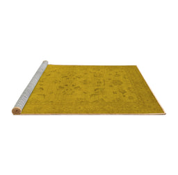 Sideview of Machine Washable Oriental Yellow Traditional Rug, wshurb916yw