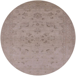 Round Mid-Century Modern Rose Purple Oriental Rug, urb916