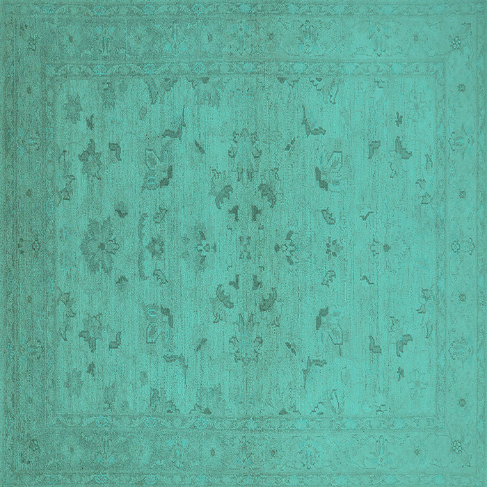 Square Oriental Turquoise Traditional Rug, urb916turq