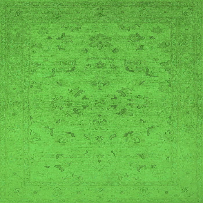 Square Machine Washable Oriental Green Traditional Area Rugs, wshurb916grn