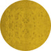 Round Oriental Yellow Traditional Rug, urb916yw