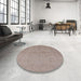 Round Mid-Century Modern Rose Purple Oriental Rug in a Office, urb916