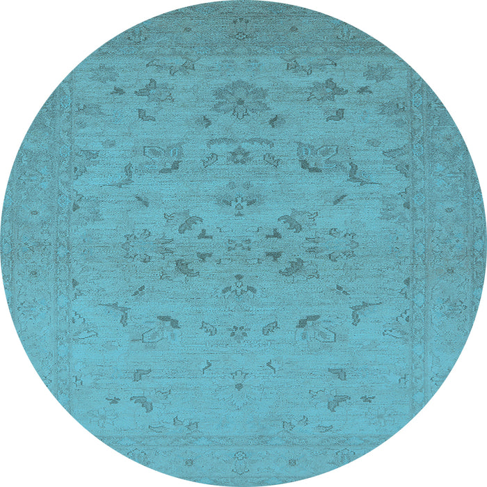 Round Oriental Light Blue Traditional Rug, urb916lblu