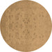 Round Oriental Brown Traditional Rug, urb916brn