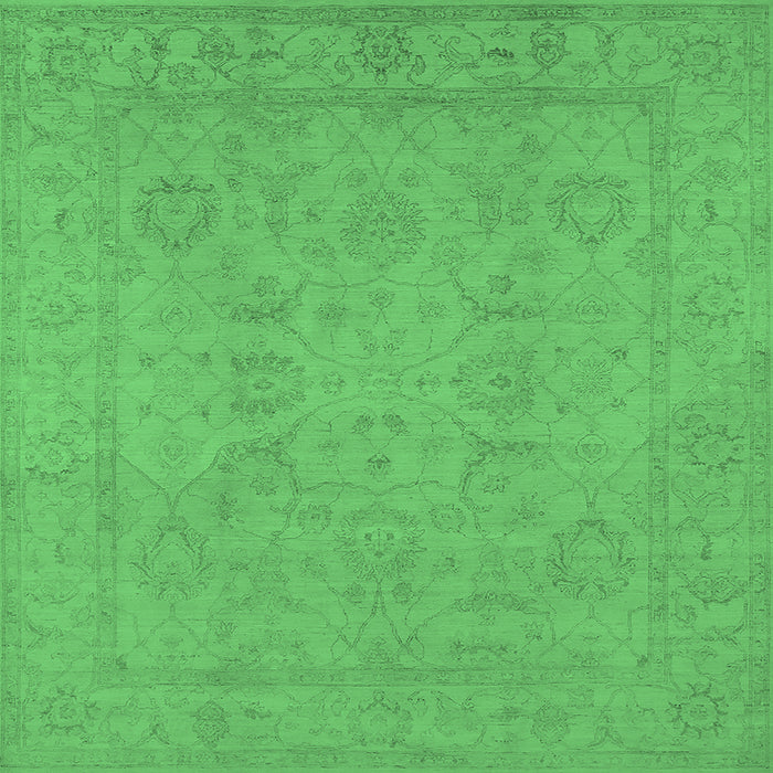 Square Machine Washable Oriental Emerald Green Traditional Area Rugs, wshurb917emgrn