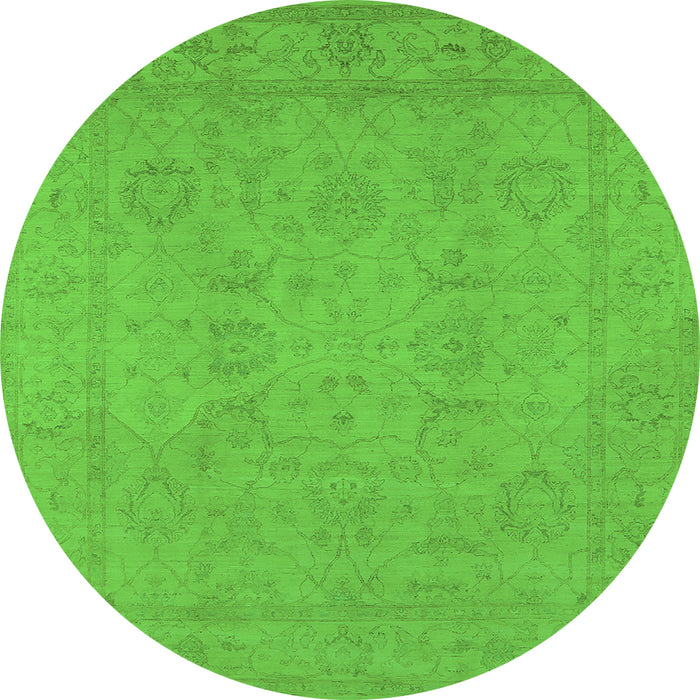 Round Oriental Green Traditional Rug, urb917grn