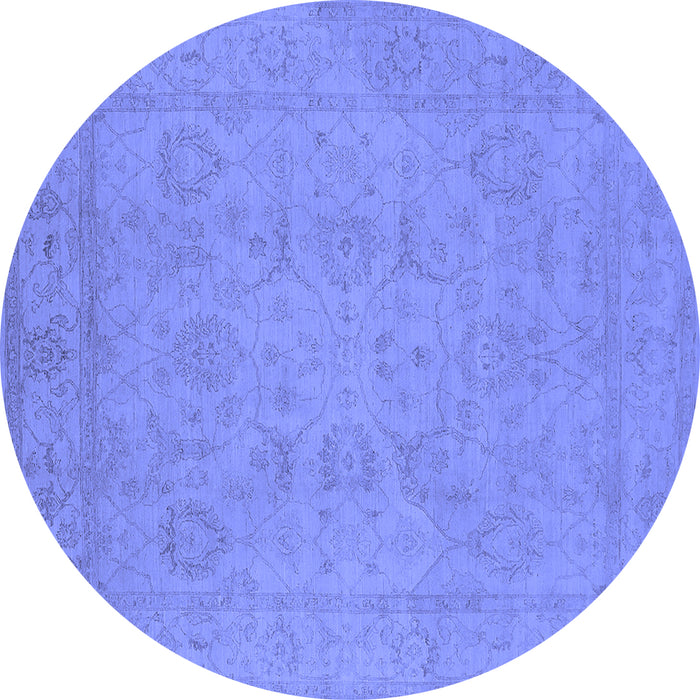 Round Oriental Blue Traditional Rug, urb917blu