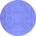 Round Oriental Blue Traditional Rug, urb917blu