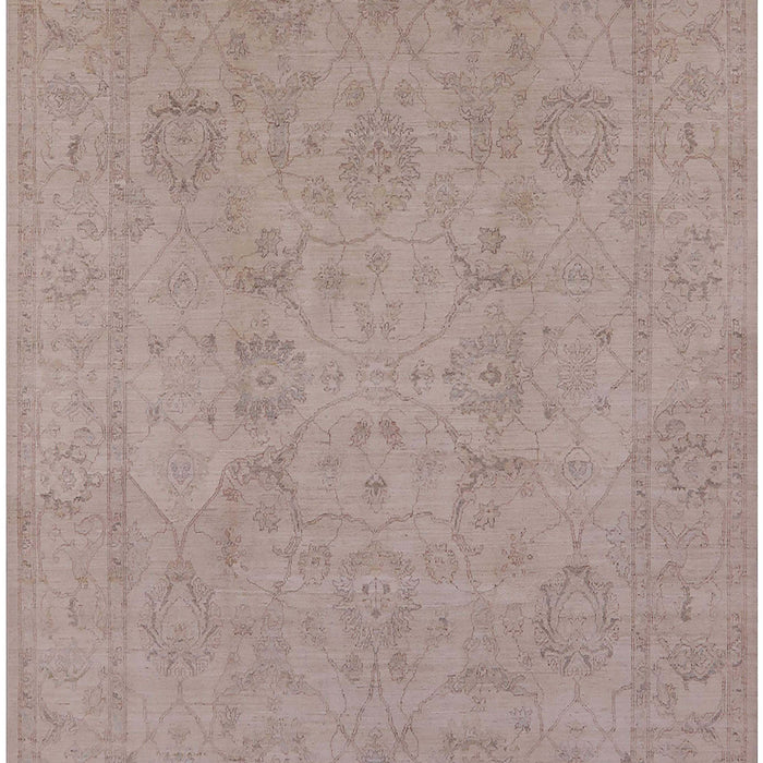 Mid-Century Modern Khaki Rose Pink Oriental Rug, urb917