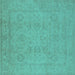 Square Oriental Turquoise Traditional Rug, urb917turq