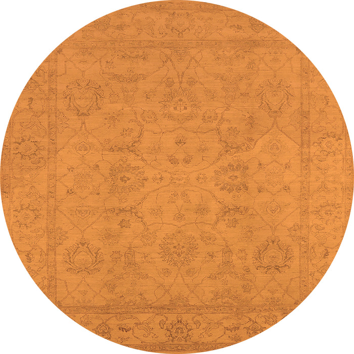 Round Oriental Orange Traditional Rug, urb917org