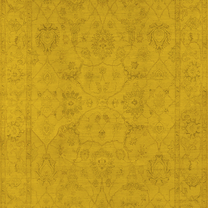 Machine Washable Oriental Yellow Traditional Rug, wshurb917yw