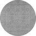 Round Oriental Gray Traditional Rug, urb917gry