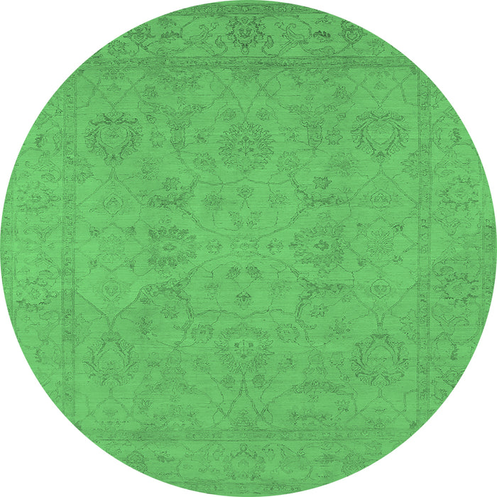 Round Oriental Emerald Green Traditional Rug, urb917emgrn