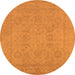 Round Machine Washable Oriental Orange Traditional Area Rugs, wshurb917org