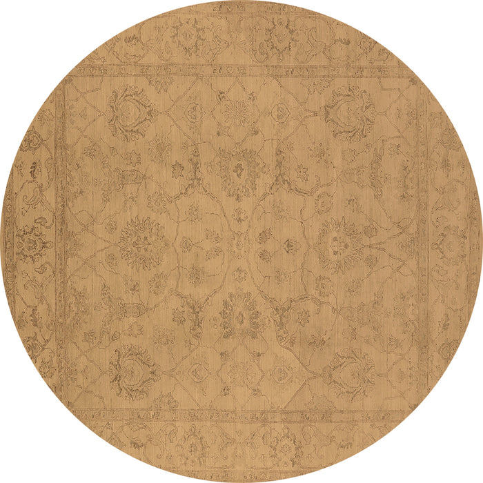 Round Oriental Brown Traditional Rug, urb917brn