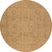 Round Oriental Brown Traditional Rug, urb917brn