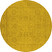 Round Oriental Yellow Traditional Rug, urb917yw