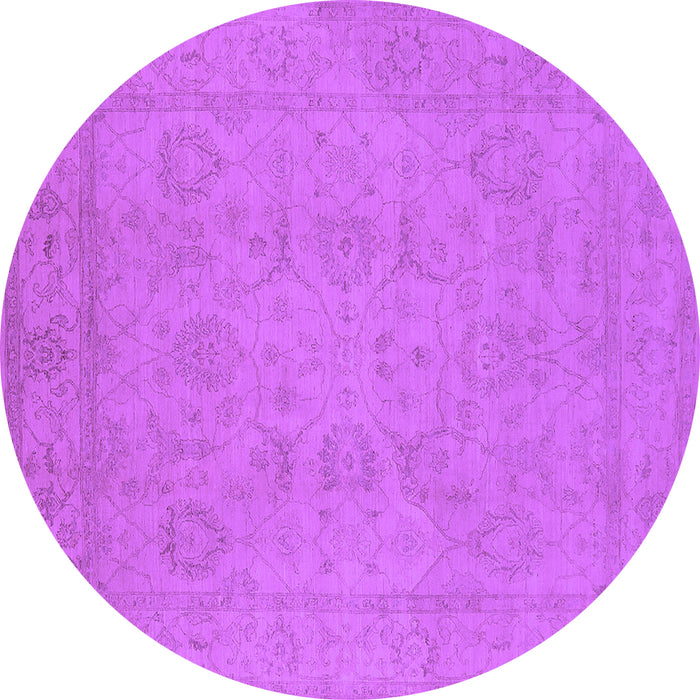 Round Oriental Purple Traditional Rug, urb917pur