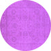 Round Oriental Purple Traditional Rug, urb917pur