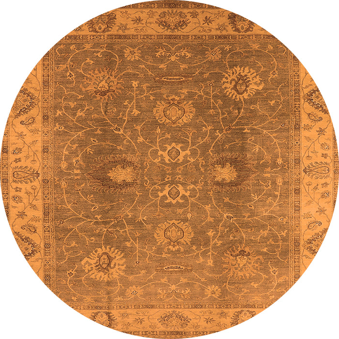 Round Machine Washable Oriental Orange Traditional Area Rugs, wshurb918org