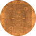Round Oriental Orange Traditional Rug, urb918org