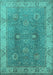 Machine Washable Oriental Turquoise Traditional Area Rugs, wshurb918turq