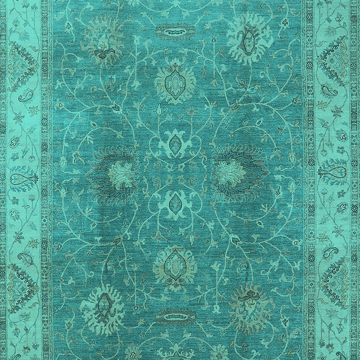 Machine Washable Oriental Turquoise Traditional Area Rugs, wshurb918turq