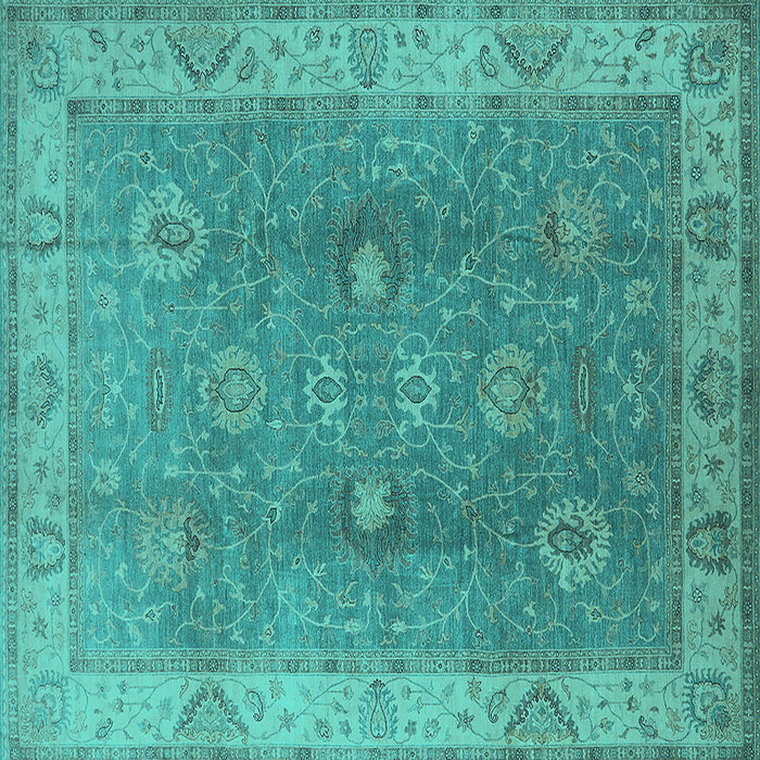 Square Oriental Turquoise Traditional Rug, urb918turq