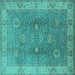 Square Oriental Turquoise Traditional Rug, urb918turq
