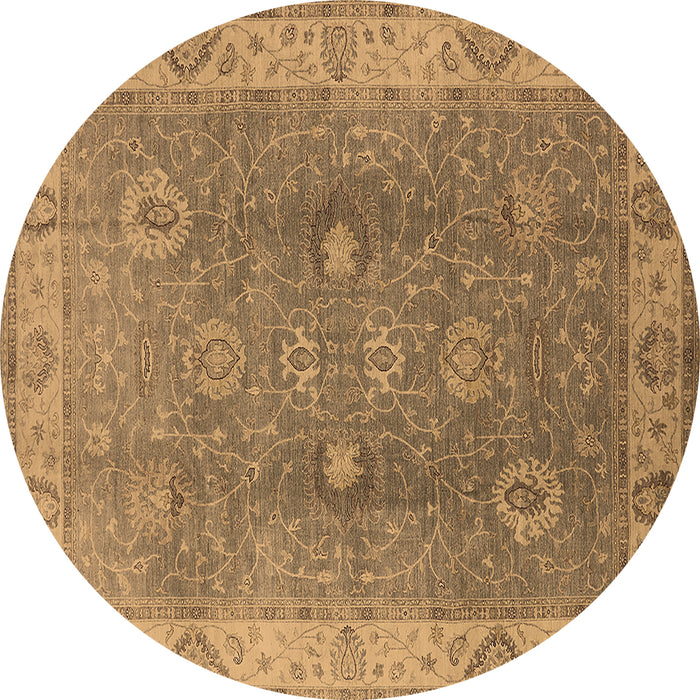 Round Oriental Brown Traditional Rug, urb918brn
