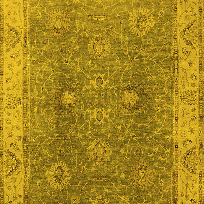 Machine Washable Oriental Yellow Traditional Rug, wshurb918yw