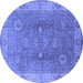 Round Machine Washable Oriental Blue Traditional Rug, wshurb918blu