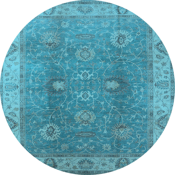Round Oriental Light Blue Traditional Rug, urb918lblu