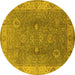 Round Oriental Yellow Traditional Rug, urb918yw