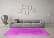 Machine Washable Oriental Pink Traditional Rug in a Living Room, wshurb918pnk